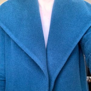 LK Bennett Blue Wool Shawl Collar Coat US 4/UK 8